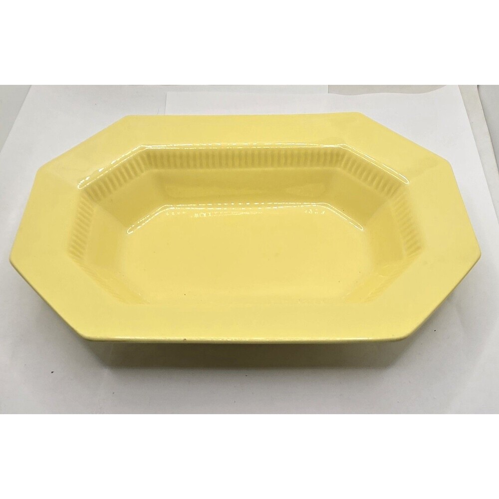 Independence Ironstone DAFFODIL Yellow Serving Bowl 9"x 6" Octagon Shape Vintage